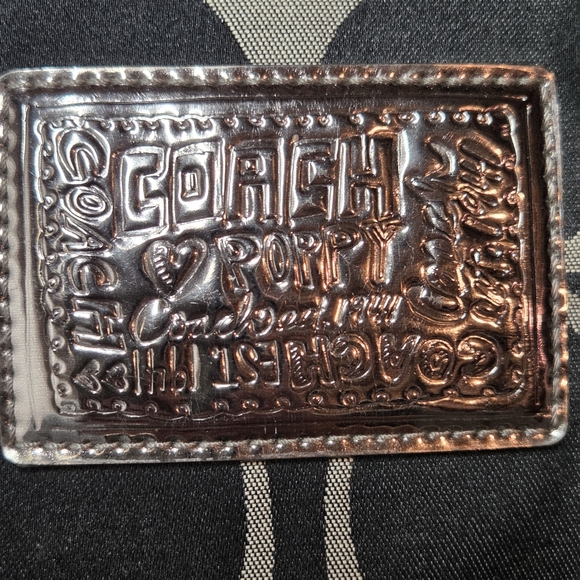 Coach Poppy Signature Sateen Pocket Swing Bag Black & Silver Crossbody Purple - Picture 2 of 13